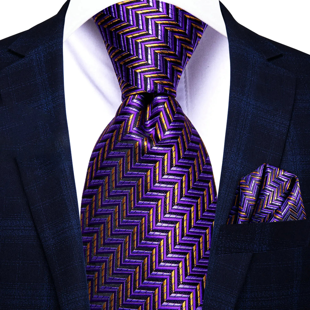 Gravata Masculina de Poliéster Roxo com Lenço de Bolso