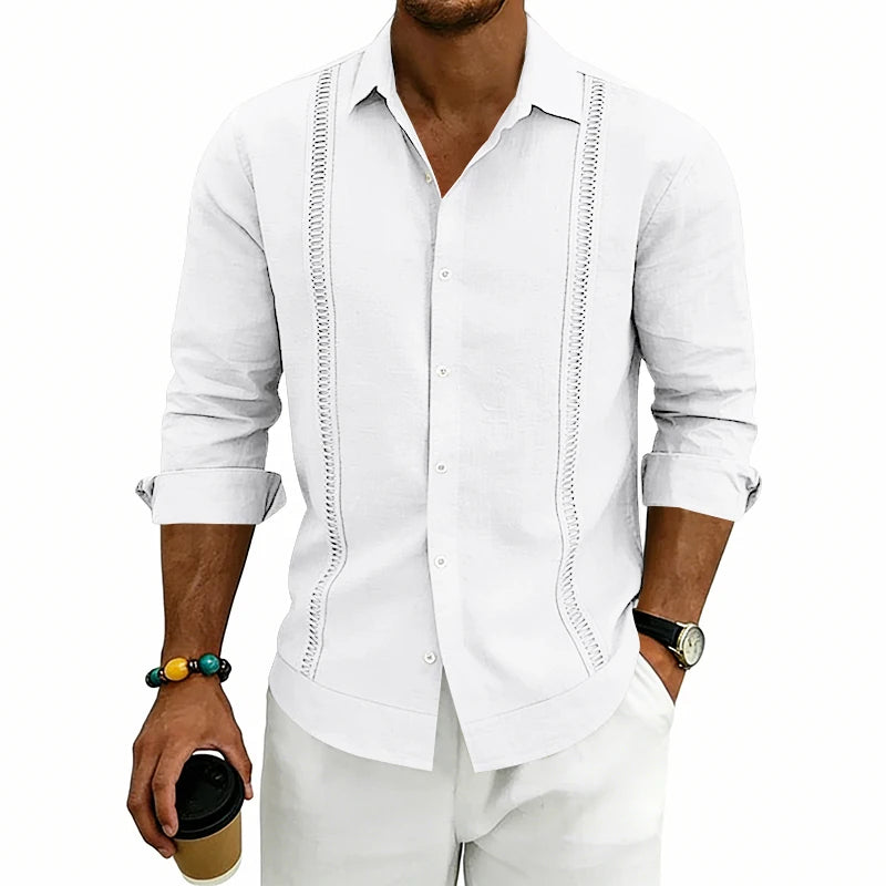 Camisa Masculina de Linho Listrada Rotalume