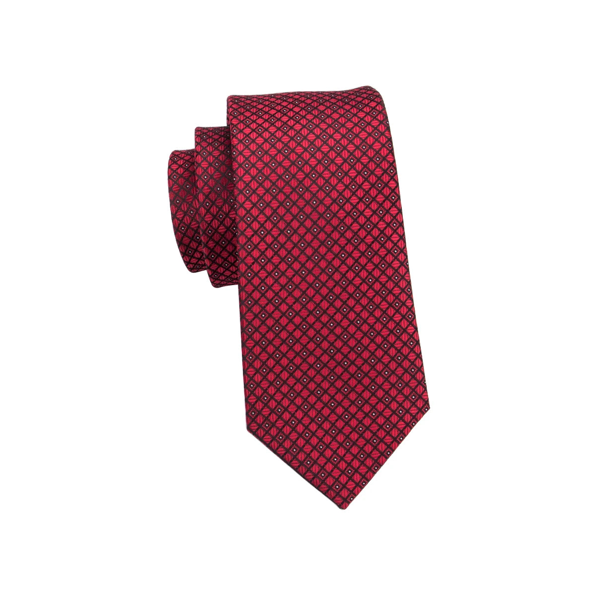 Gravata Masculina de Seda Vermelho Bordô com Acessórios by Loja Bruna Modas