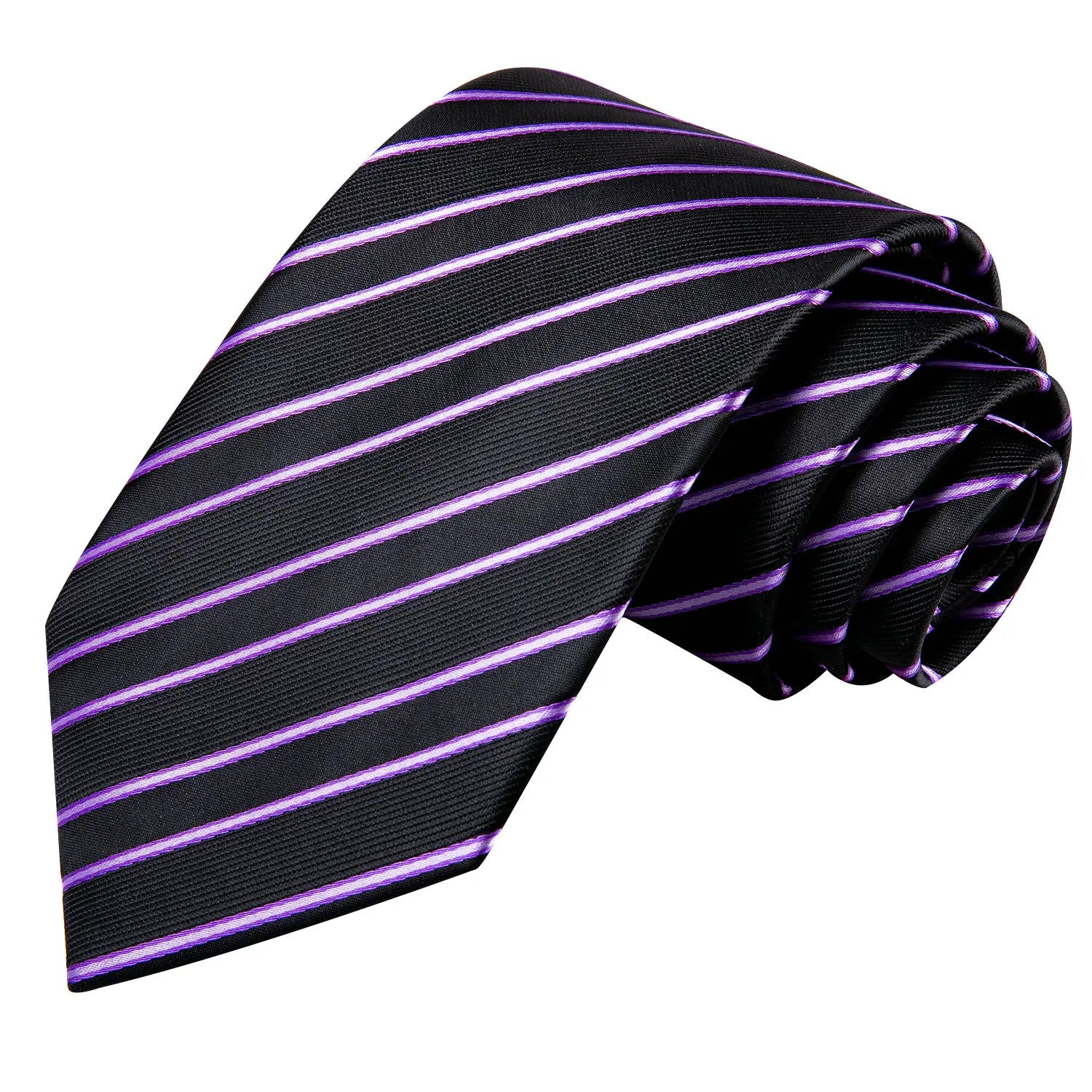 Gravata Masculina Poliéster Listrado com Lenço de Bolso