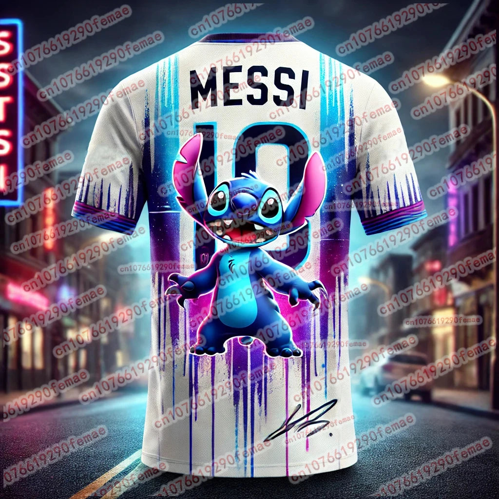Camisa Masculina T-Shirt Personalizada Stitch & Messi
