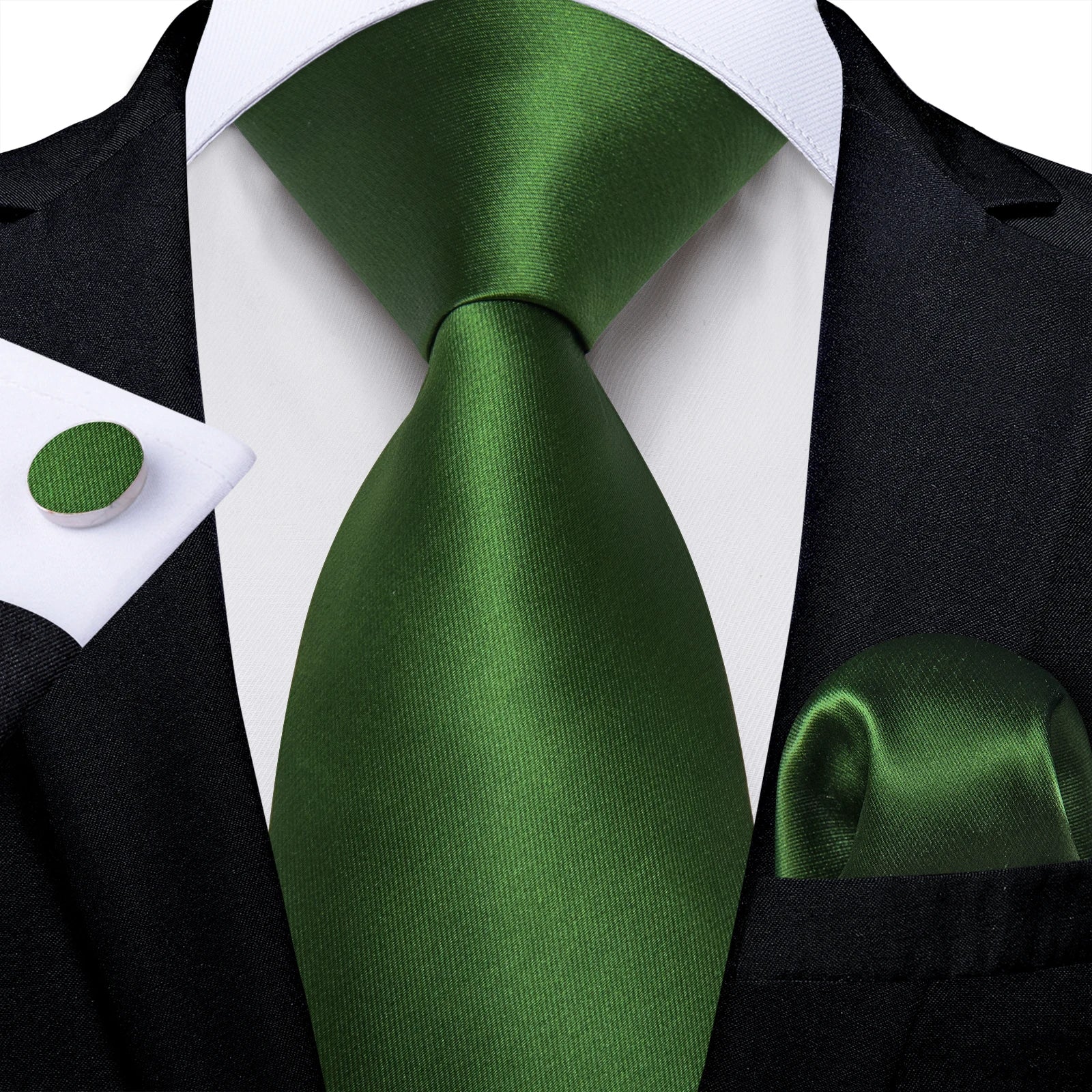 Conjunto de Gravata Masculina de Poliéster Verde Floral com Acessórios