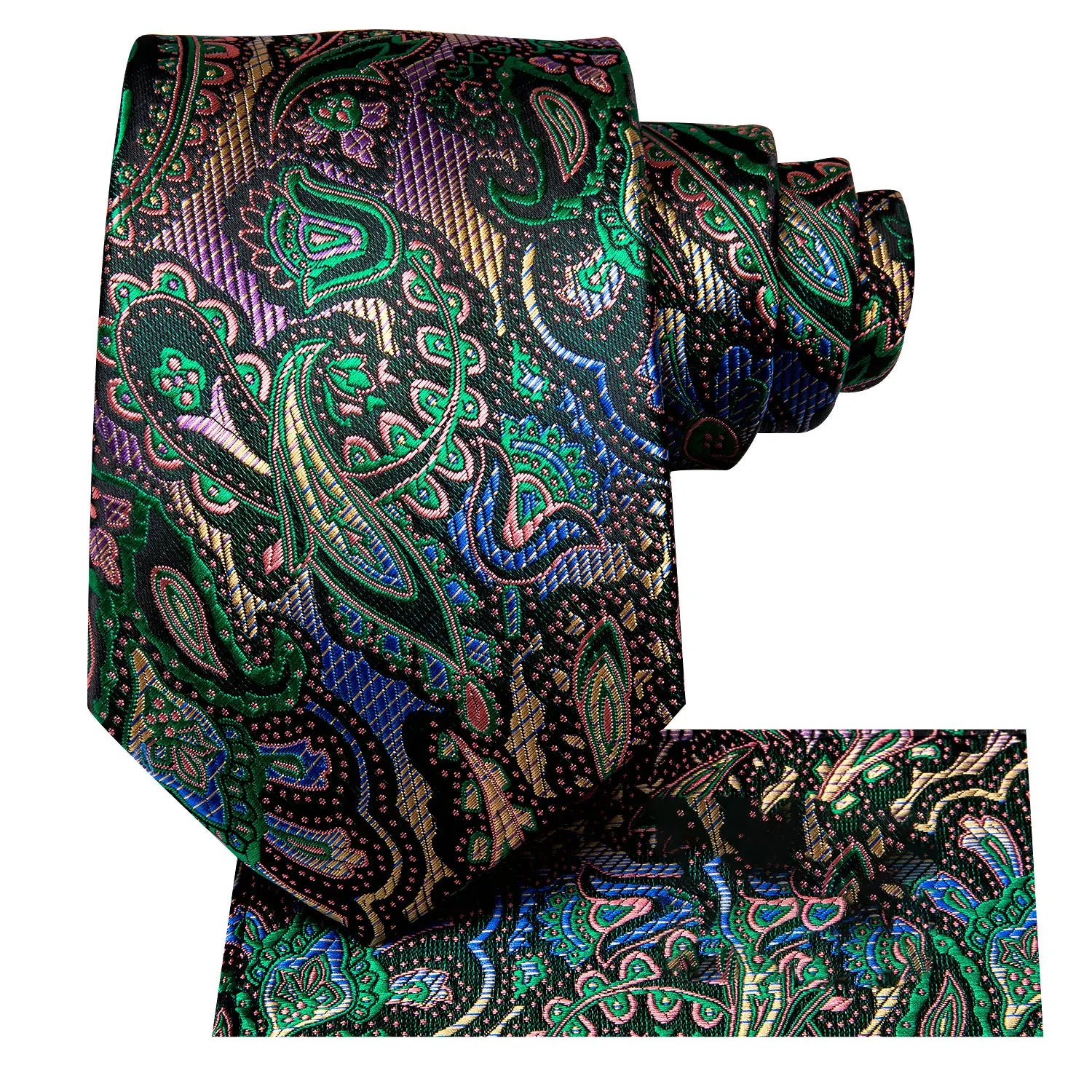 Gravata Masculina Vintage com Estampa Floral Paisley com Lenço