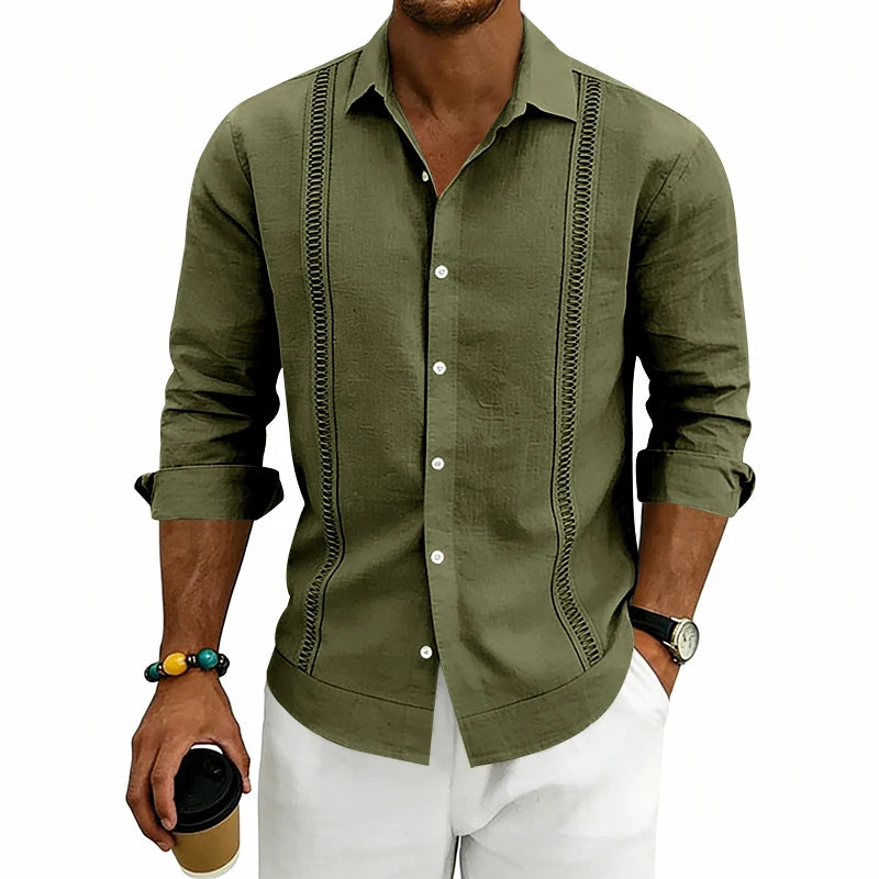 Camisa Masculina de Linho Listrada Rotalume