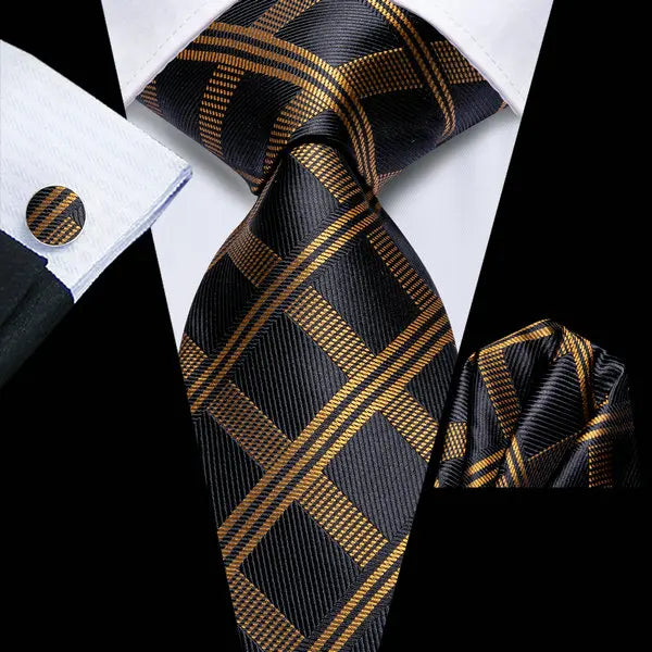 Gravata Masculina Clássico Xadrez com Acessórios by Loja Bruna Modas