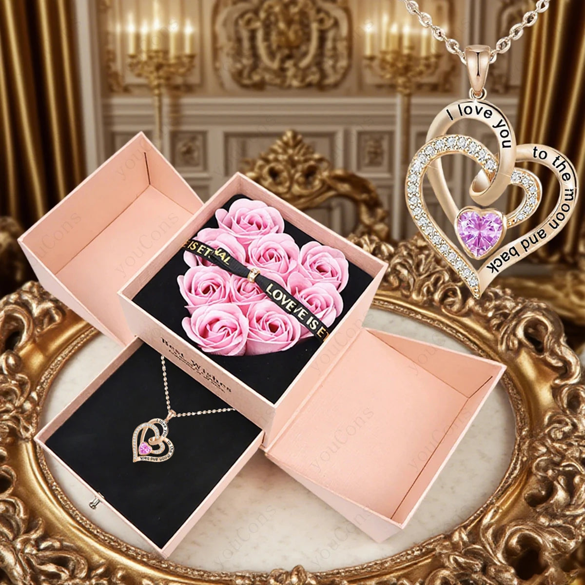 Colar Feminino Romântico Laço de Rosas