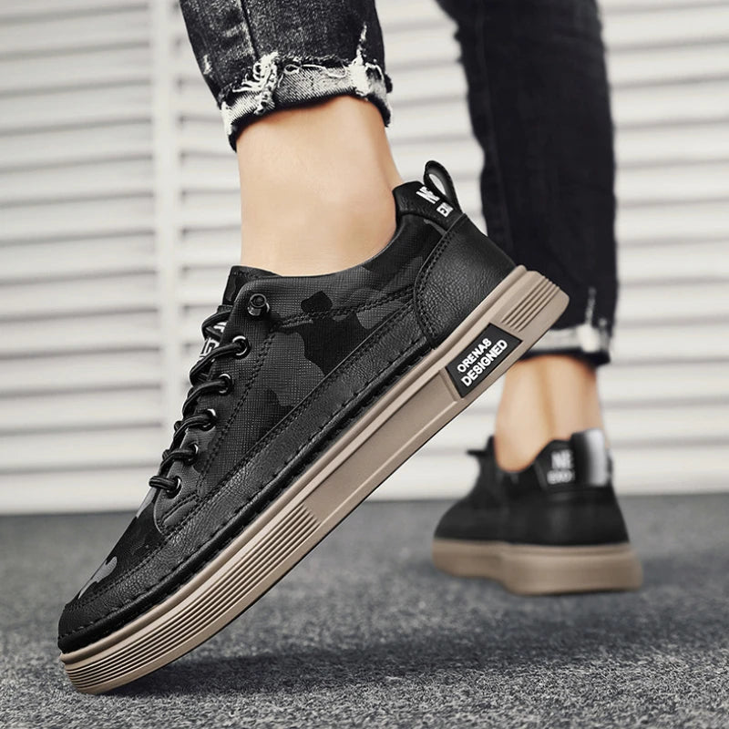 Sapato Masculino de Couro PU Antiderrapante Slip-On