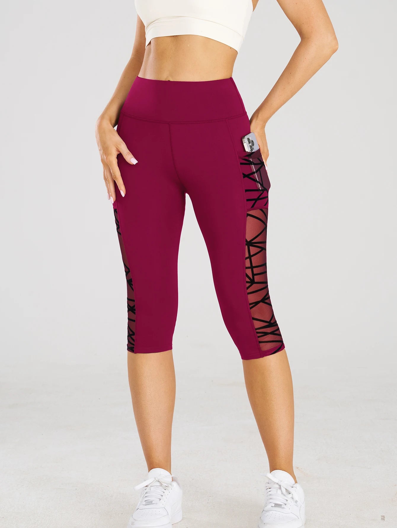 Calça Feminina de Leggings Cintura Alta Com Bolsos