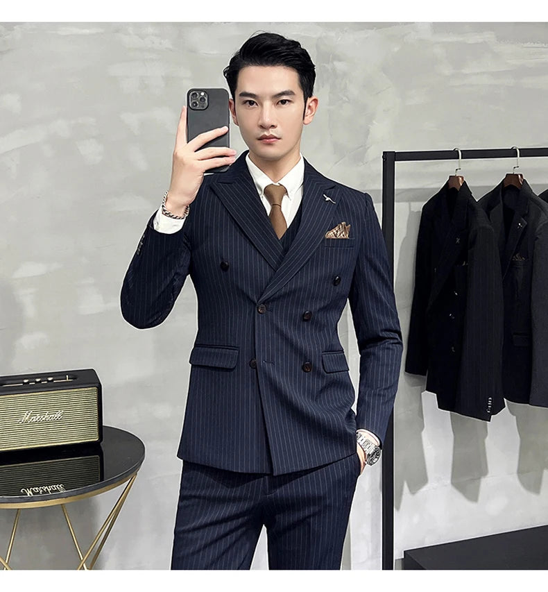 Terno Masculino Slim Listrado 3 Peças Valdoro