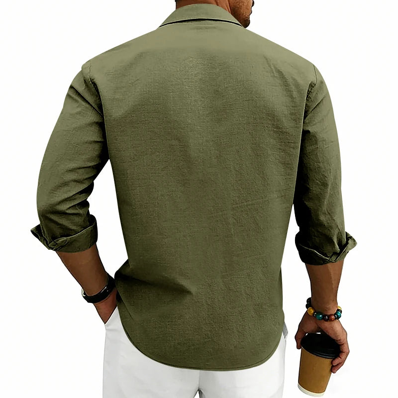 Camisa Masculina de Linho Listrada Rotalume