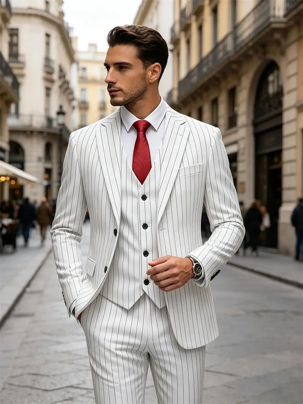 Terno Masculino Slim Listrado 3 Peças Altavero