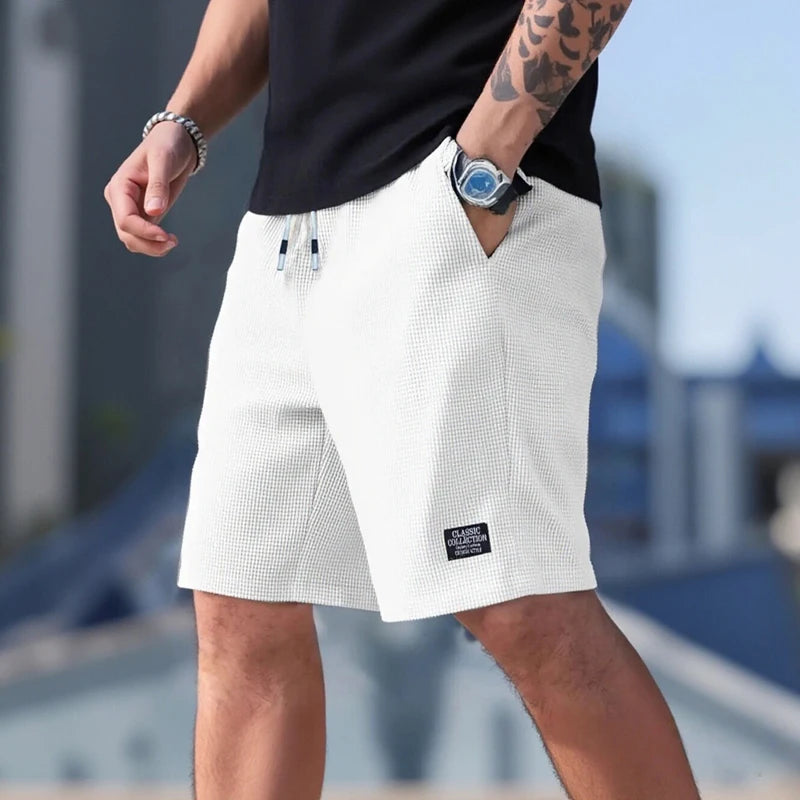 Short Masculino Casual Praia Respiráveis Tecido Texturizado Verão