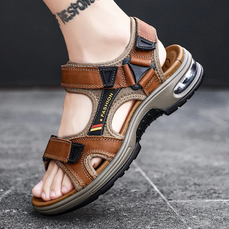Sandália Masculina em Couro Genuíno Gladiador Romano