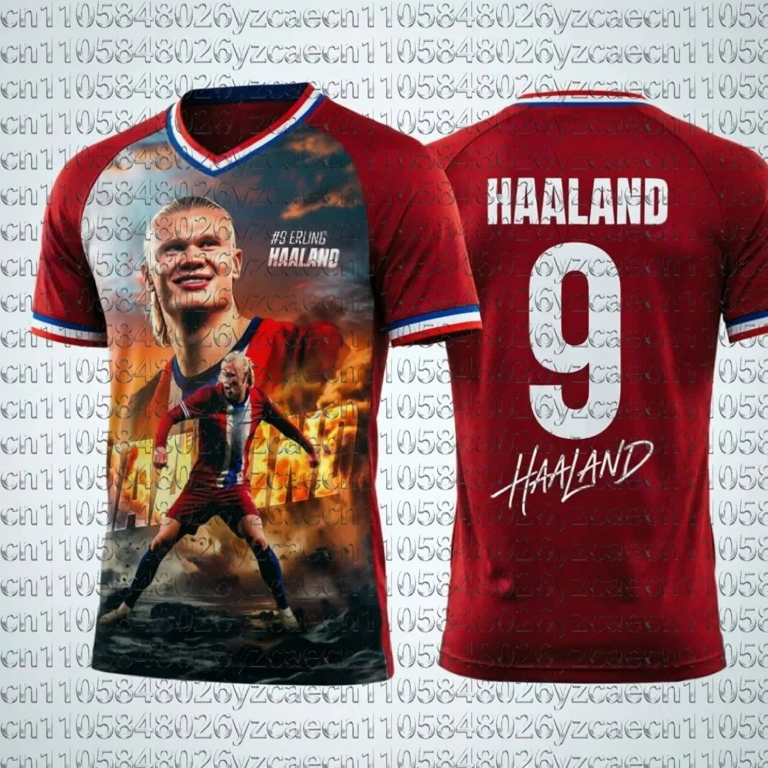 Camisa Masculina Esportiva T-Shirt Estrela de Futebol Halaand
