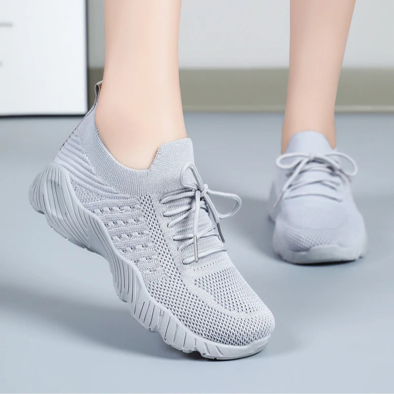 Tênis Feminino Casual Leve de Malha Respirável Antiderrapante