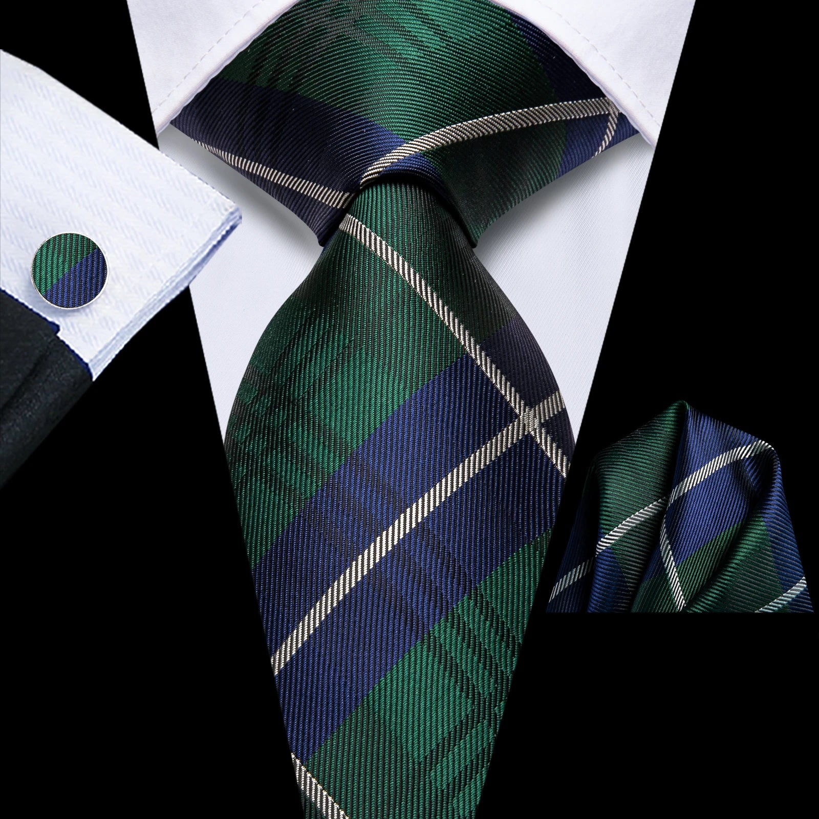 Gravata Masculina Clássica de Poliéster Verde Xadrez