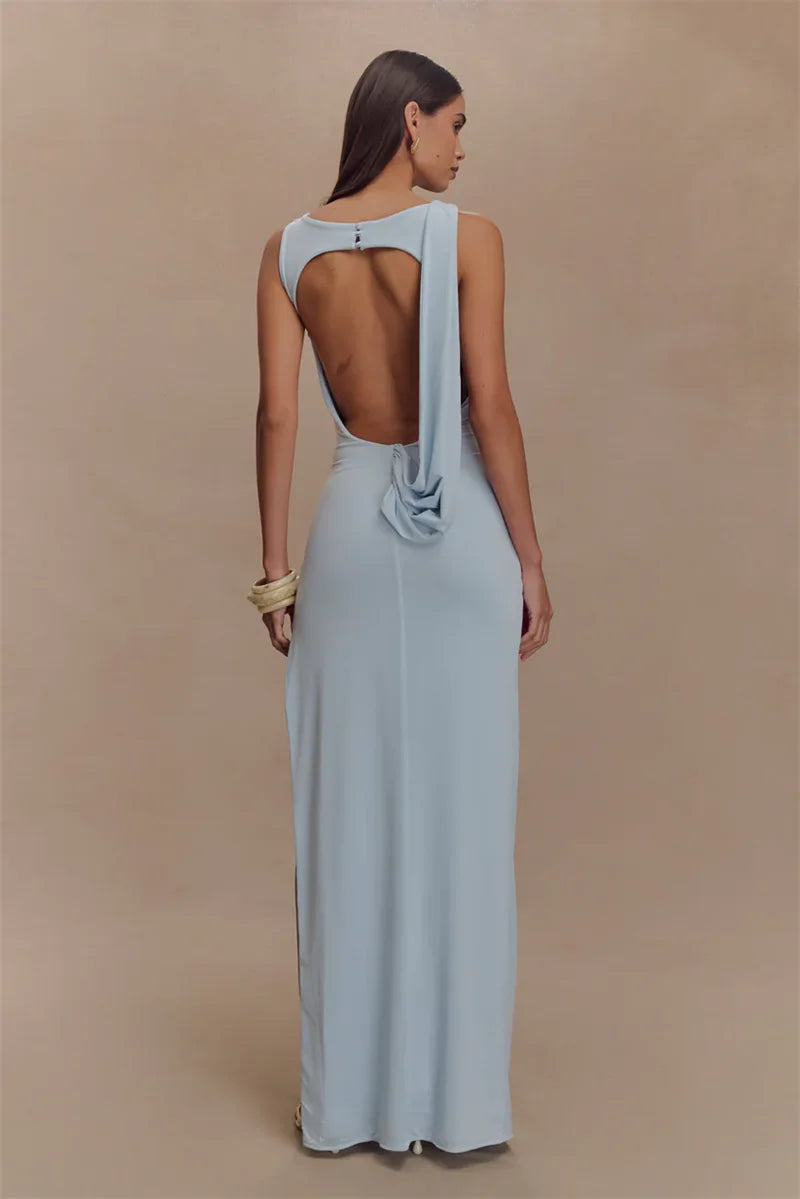 movimento e fluidez do vestido longo feminino maxi