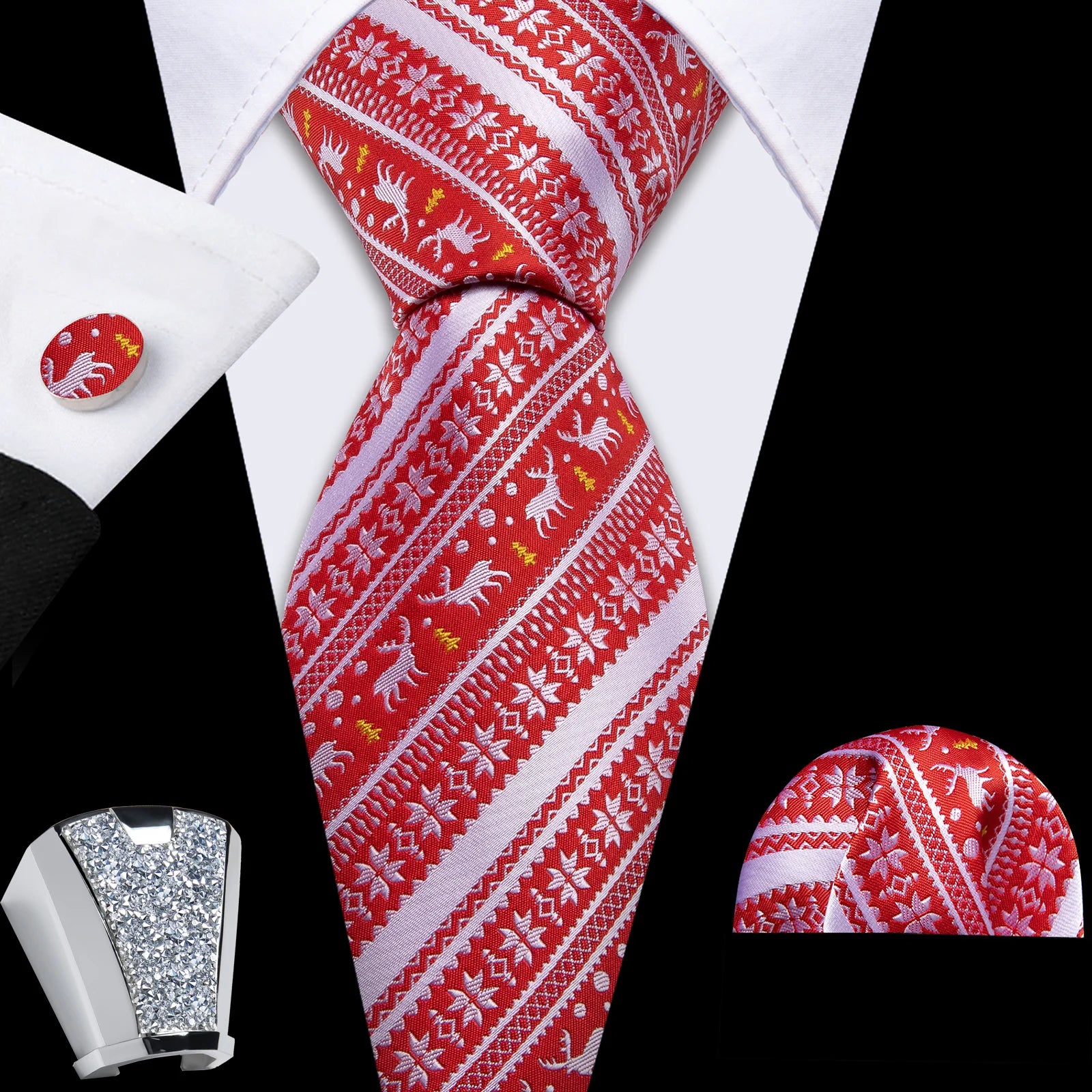 Gravata Masculina de Poliéster com Acessórios Design Exclusivo