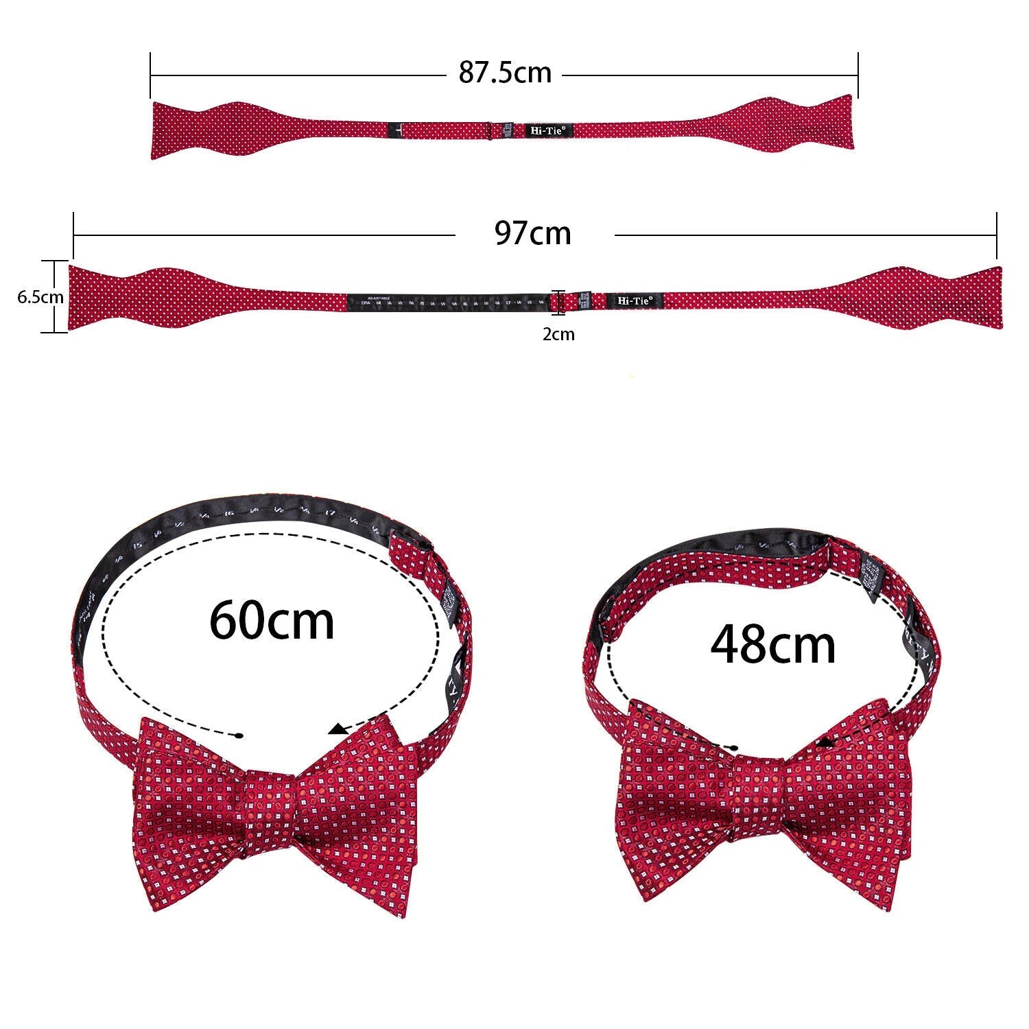 Conjunto de Gravata Masculina Borboleta de Seda Ajustável