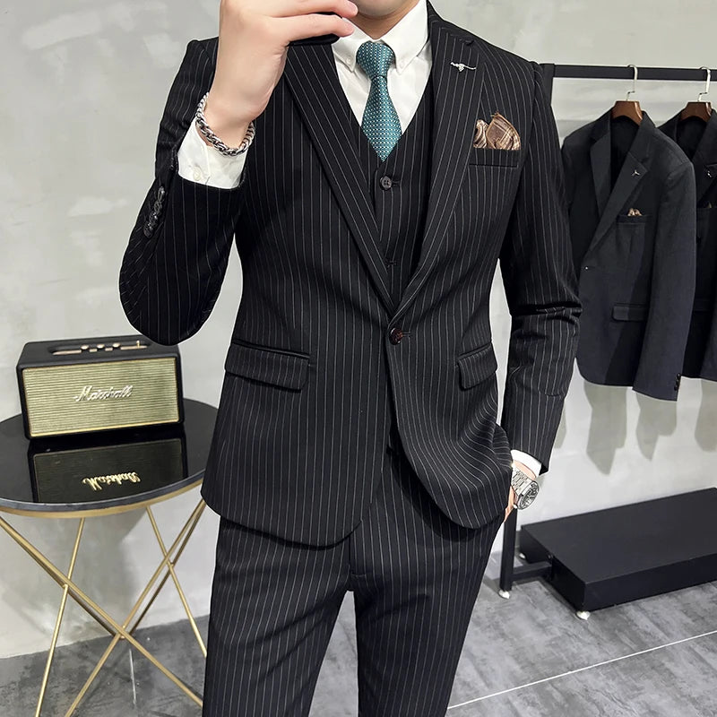 Terno Masculino Slim Listrado 3 Peças Valdoro