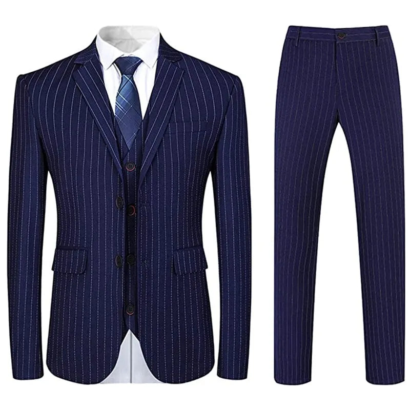 Terno Masculino de 3 Peças Slim Risca de Giz