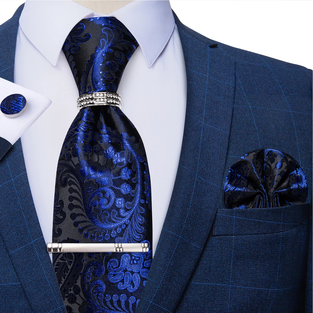 Gravata Masculina Plissada de Luxo com Acessórios