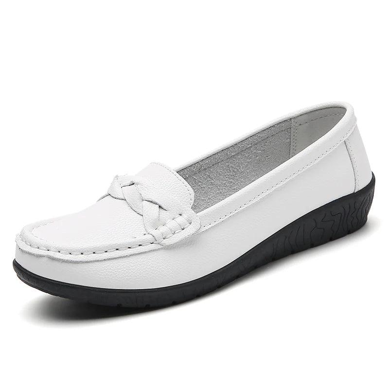 Mocassins de Couro Genuíno Feminino Conforto e Estilo Casual