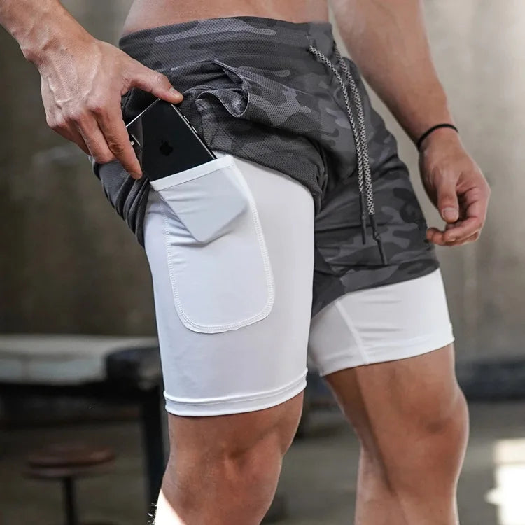 Short Masculino Casual 2 Em 1 Secagem Rápida