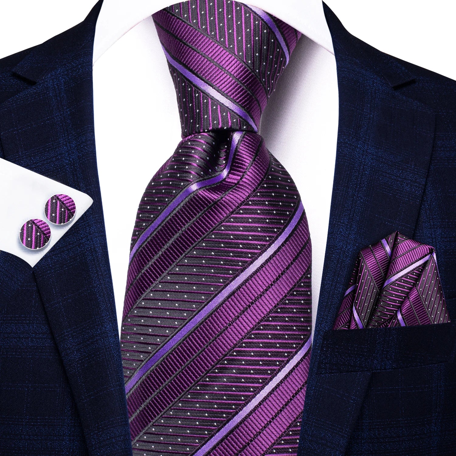 Gravata Masculina Listrada de Luxo com Acessórios
