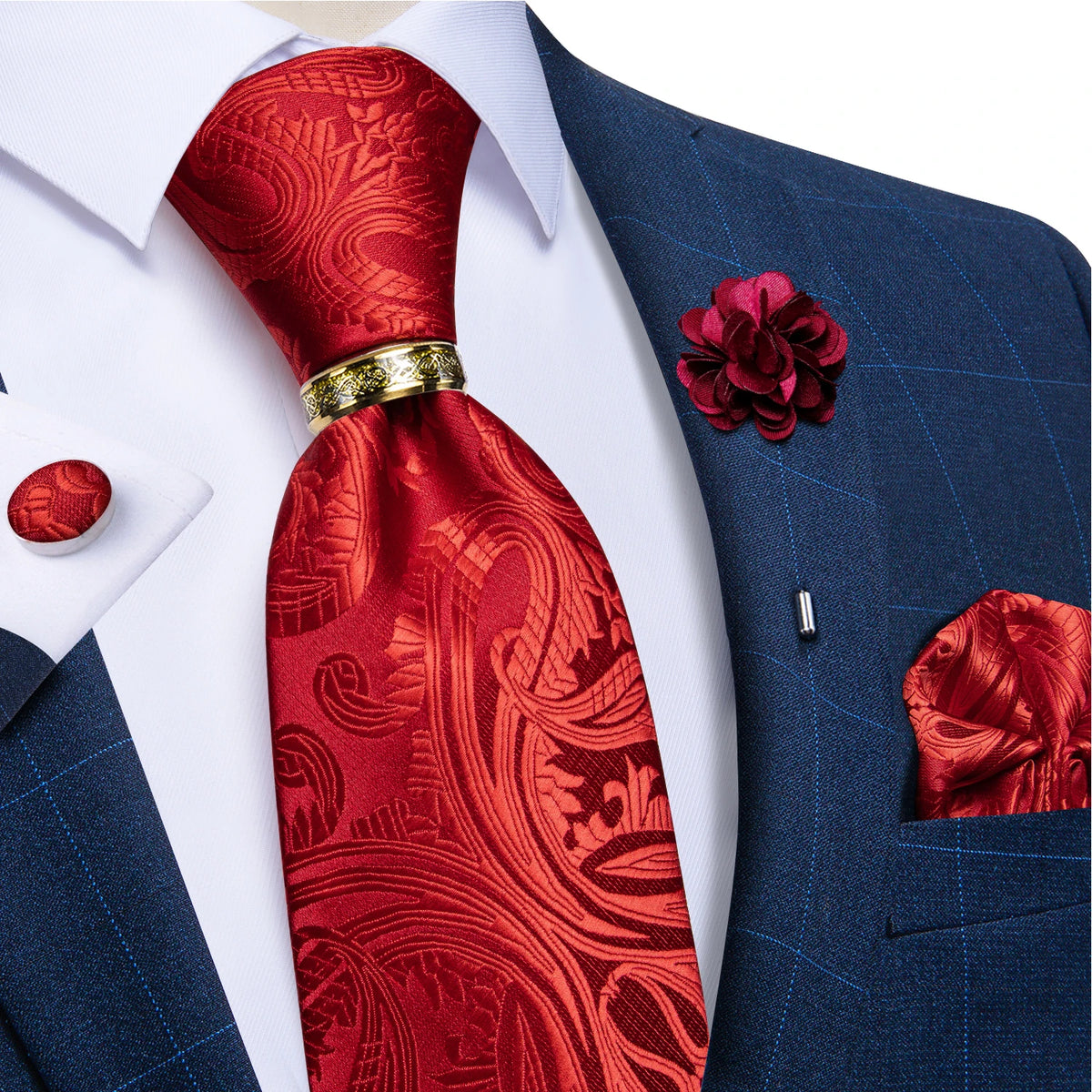 Gravata Masculina de Luxo 8cm com Acessórios