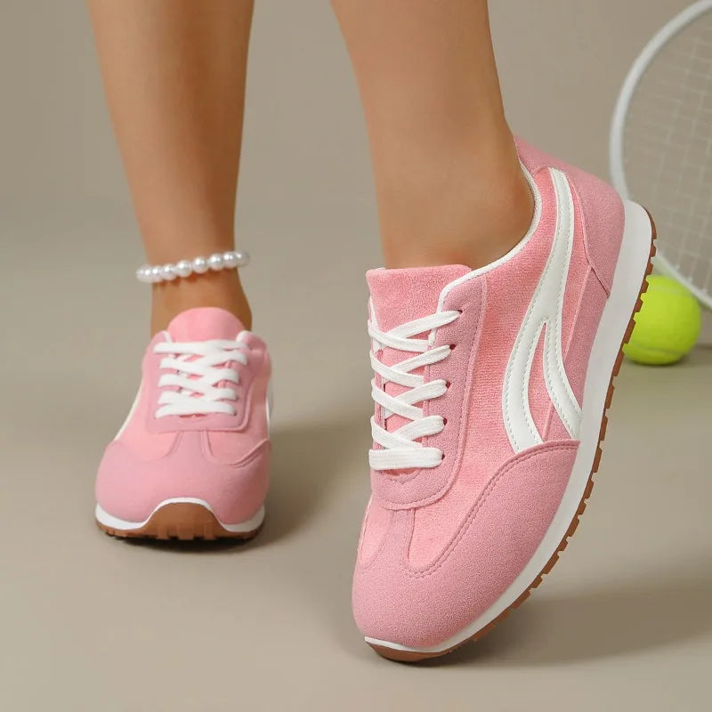 Tênis Feminino de Camurça Casual Respirável e Antiderrapante
