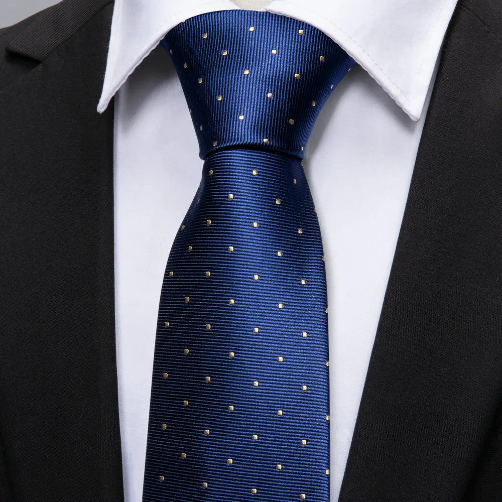 Kit Gravata Masculina Clássica Azul com Lenço e Abotoaduras by Loja Bruna Modas