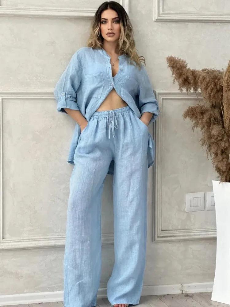 Conjunto Feminino Casual com Calça Larga