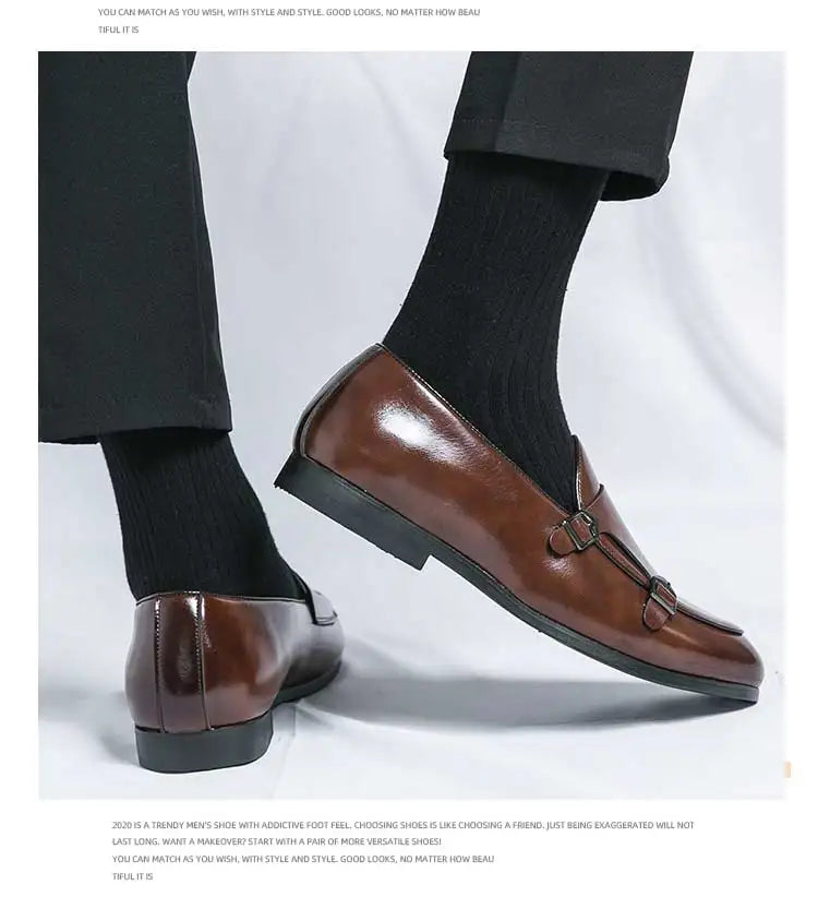 Sapato Masculino de Couro PU Estilo Monge