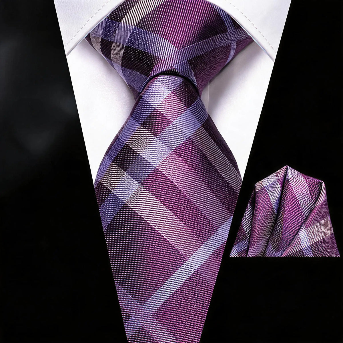 Gravata Masculina Formal de Poliéster com Lenço de Bolso