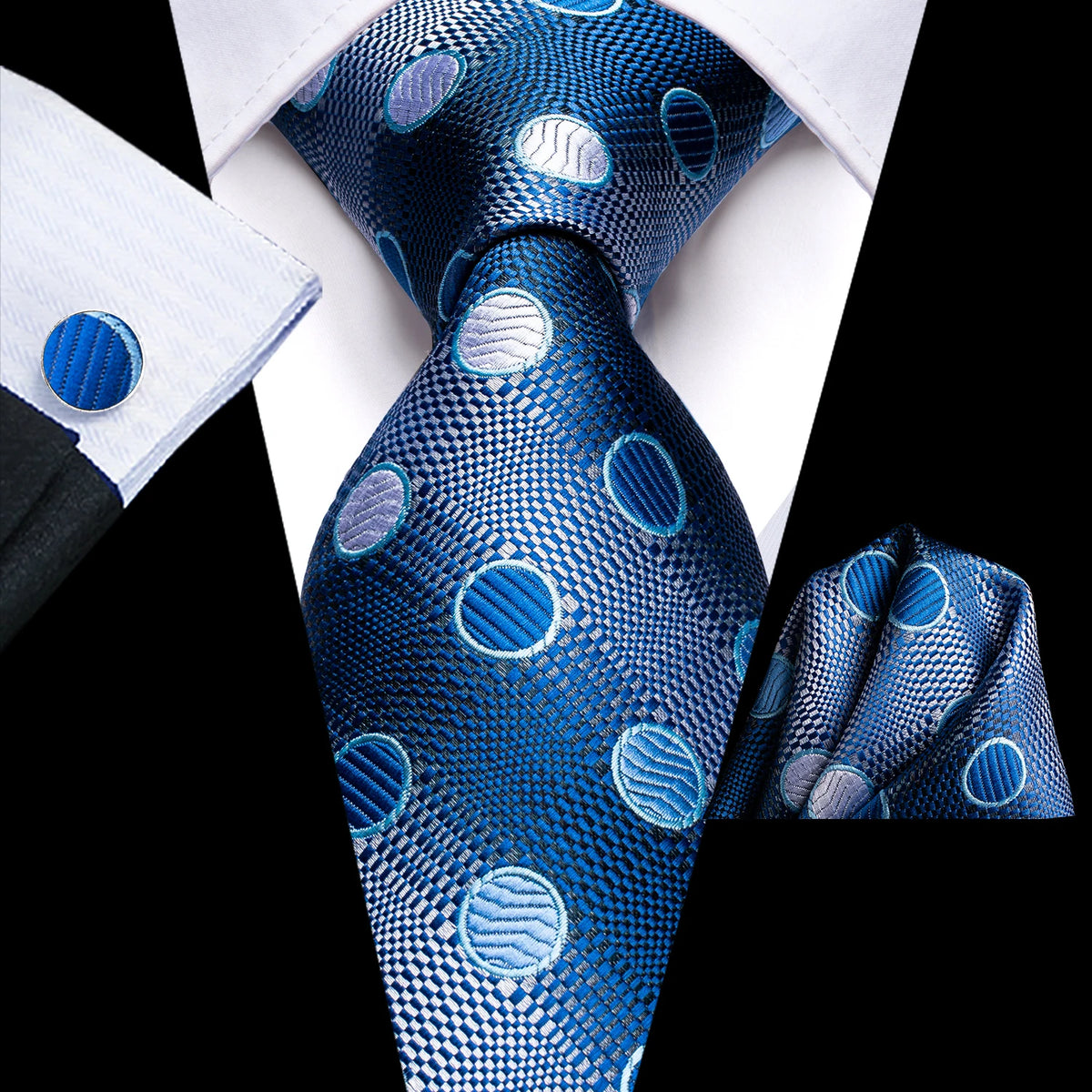 Conjunto de 3 Peças Gravata Masculina Floral com Abotoaduras e Lenço by Loja Bruna Modas
