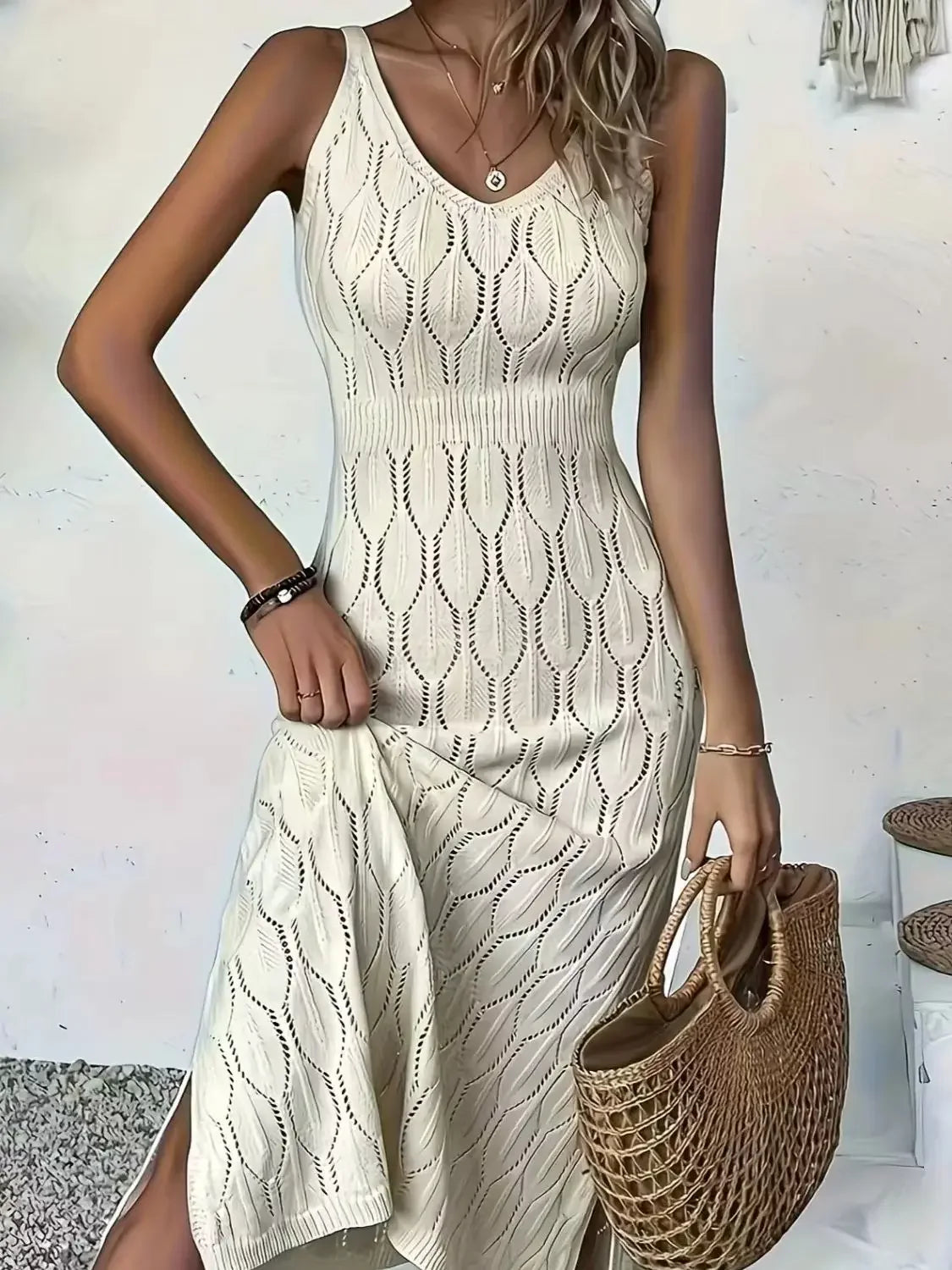 Vestido Longo Feminino de Malha Manga Regata by Loja Bruna Modas