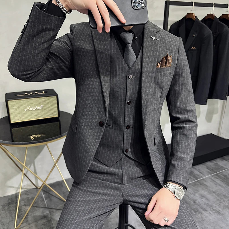 Terno Masculino Slim Listrado 3 Peças Valdoro