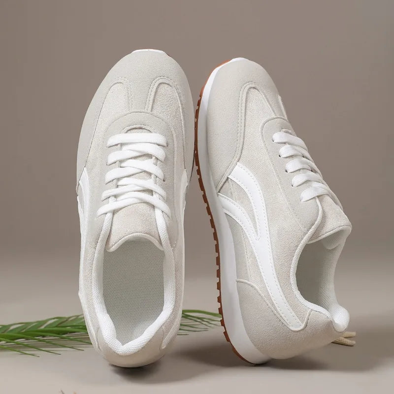 Tênis Feminino de Camurça Casual Respirável e Antiderrapante