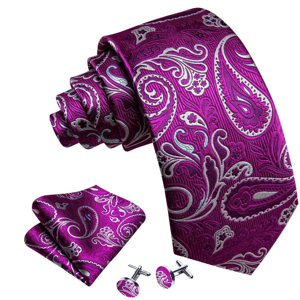 Kit Gravata de Luxo em Seda Jacquard + Lenço & Abotoaduras