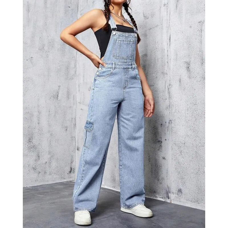 Macacão Feminino Jeans Cargo Rivatra