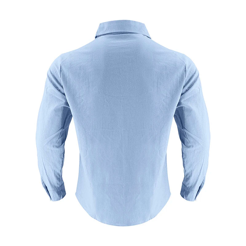 Camisa Masculina de Linho Listrada Rotalume