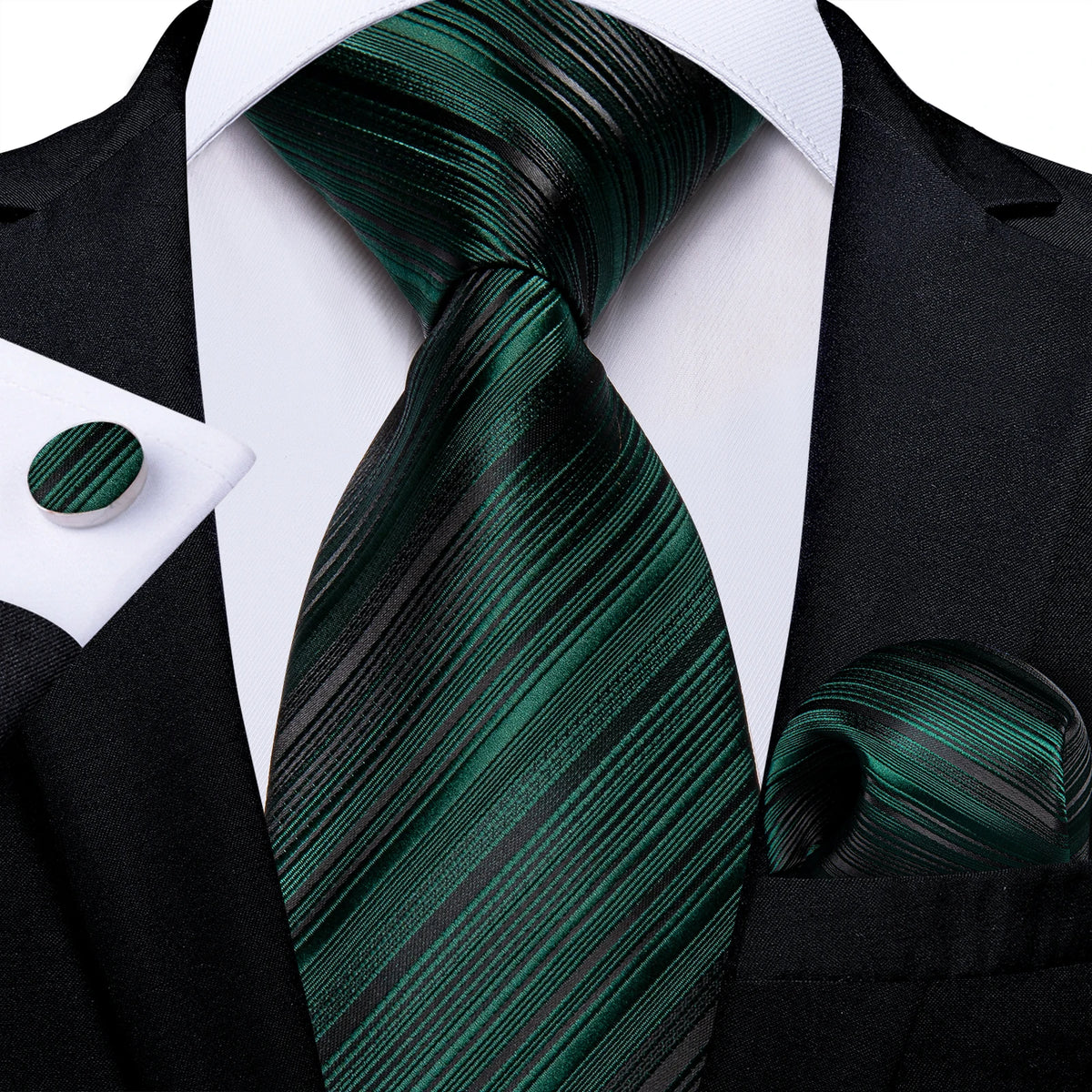 Gravata Masculina Verde de Luxo 8 cm com Acessórios