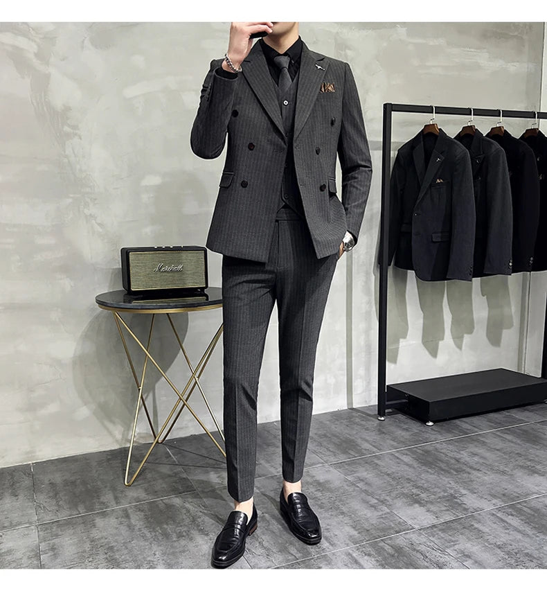 Terno Masculino Slim Listrado 3 Peças Valdoro