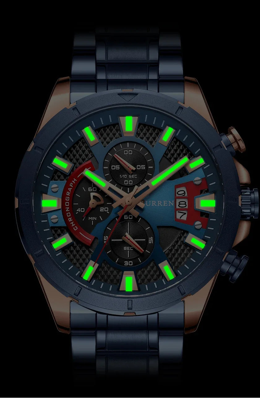 Relógio Masculino Pulseira de Aço Inoxidável com Mostrador Grande by Loja Bruna Modas