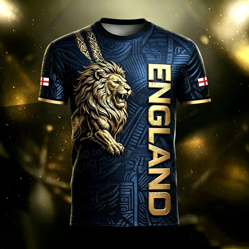 Camisa Masculina T-Shirt Estampa 3D Para Jogos da Inglaterra
