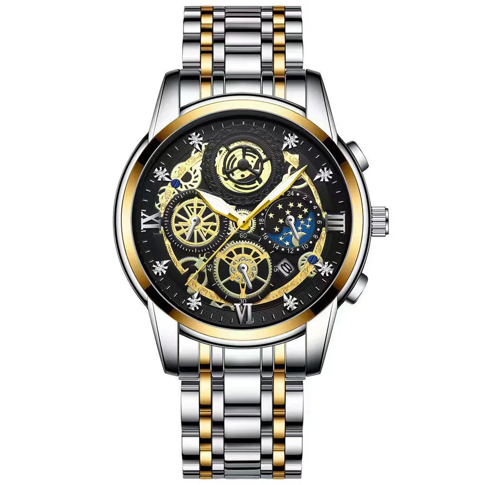 Relógio de Pulso Masculino Pulseira de Aço by Loja Bruna Modas