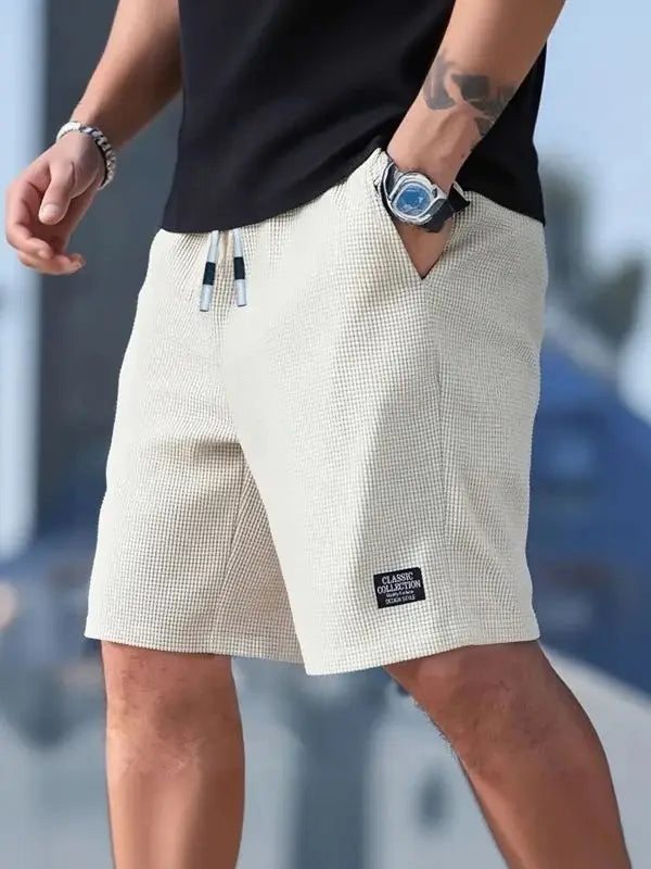 Short Masculino Casual Praia Respiráveis Tecido Texturizado Verão