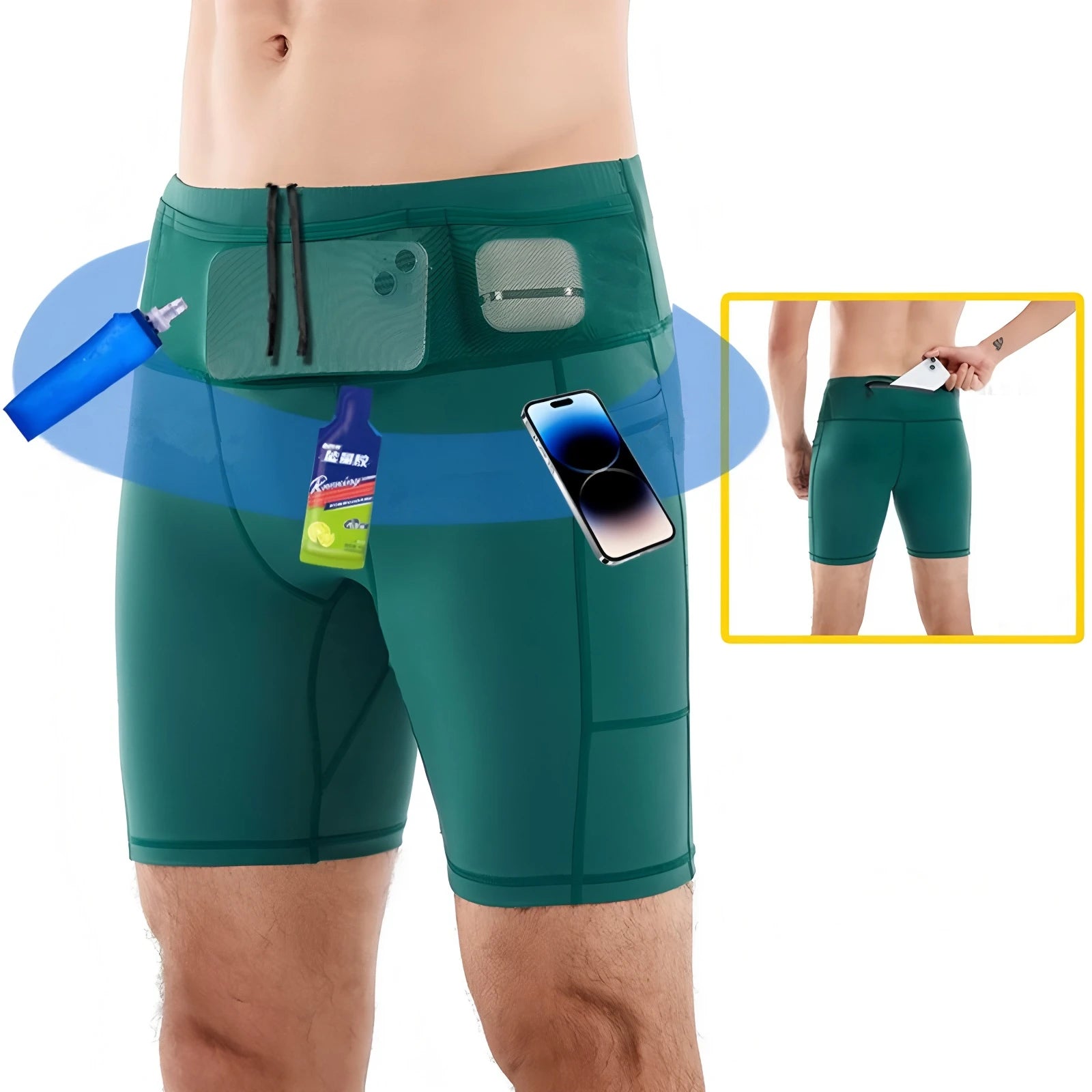 Short Masculino De Compressão Com Vários Bolsos 3.0 e Secagem Rápida