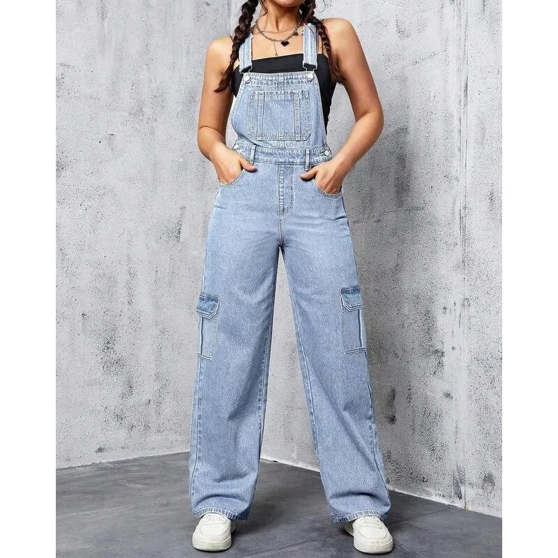 Macacão Feminino Jeans Cargo Rivatra